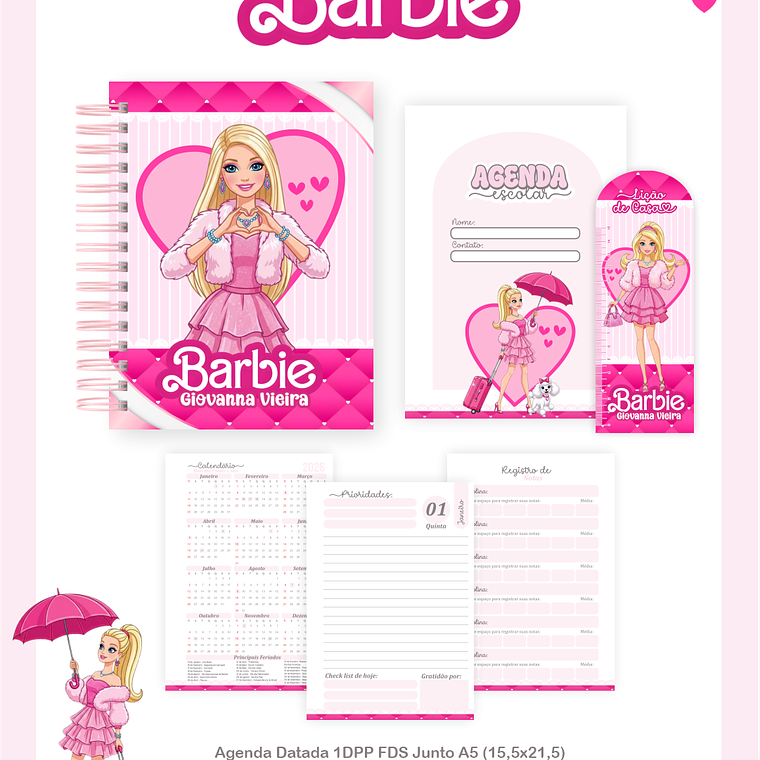 Arquivo Encadernação Escolar 2026 Barbie 4