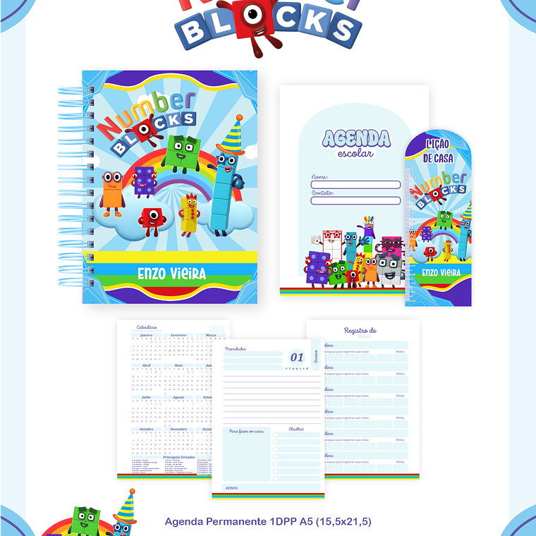 Arquivo Encadernação Escolar 2026 Number Blocks 3