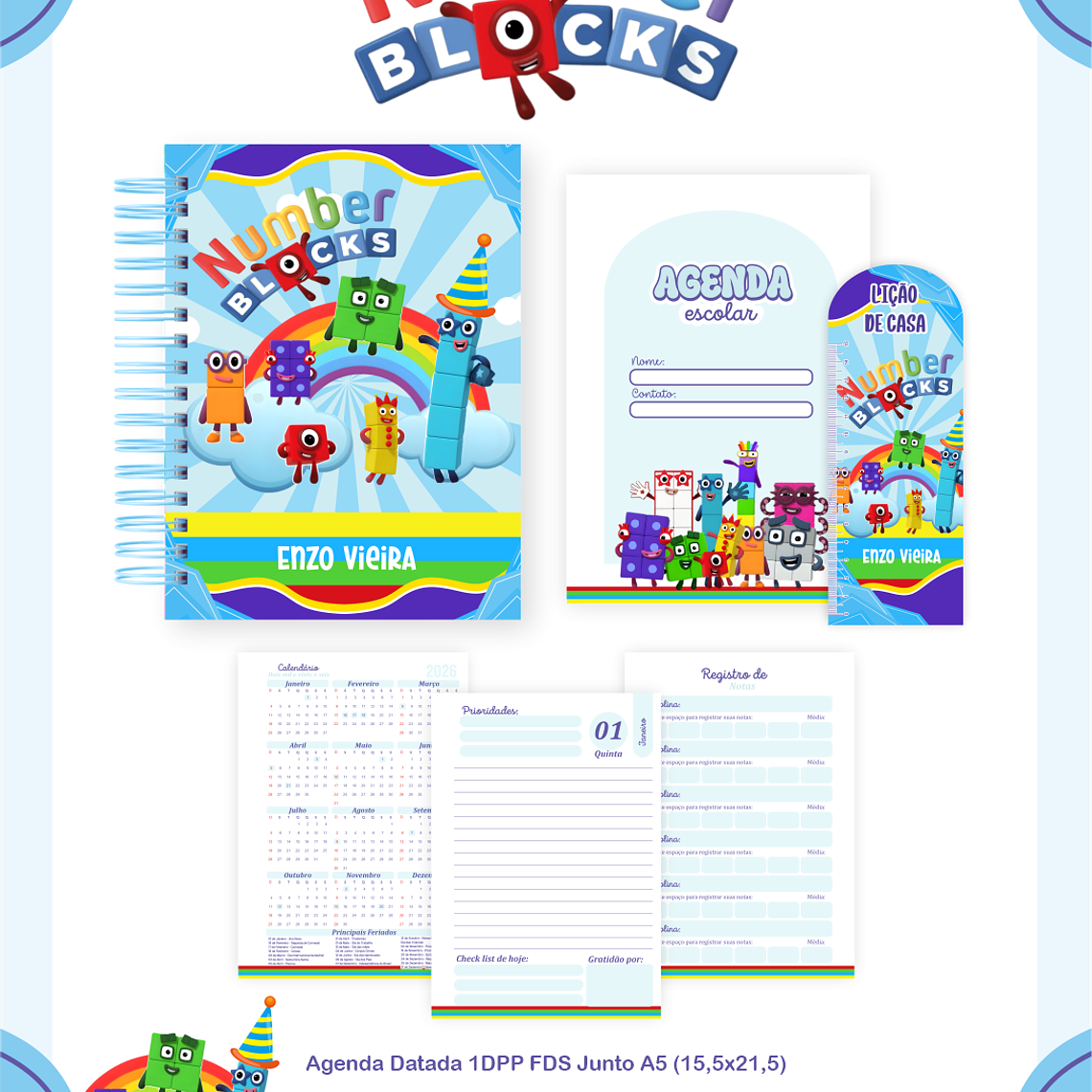 Arquivo Encadernação Escolar 2026 Number Blocks 5