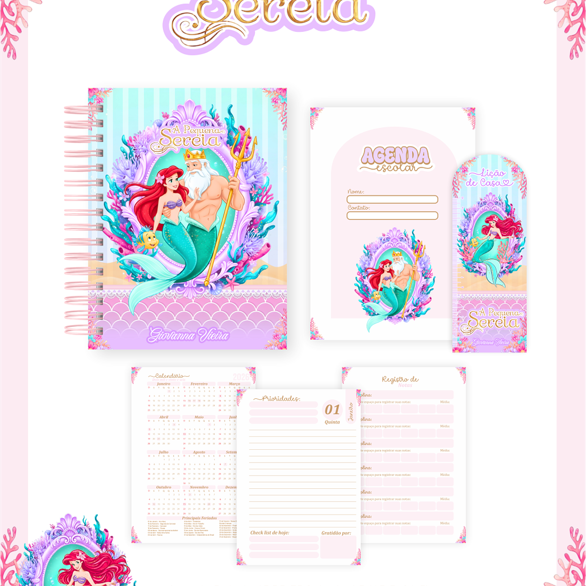 Arquivo Encadernação Escolar 2026 A Pequena Sereia 3