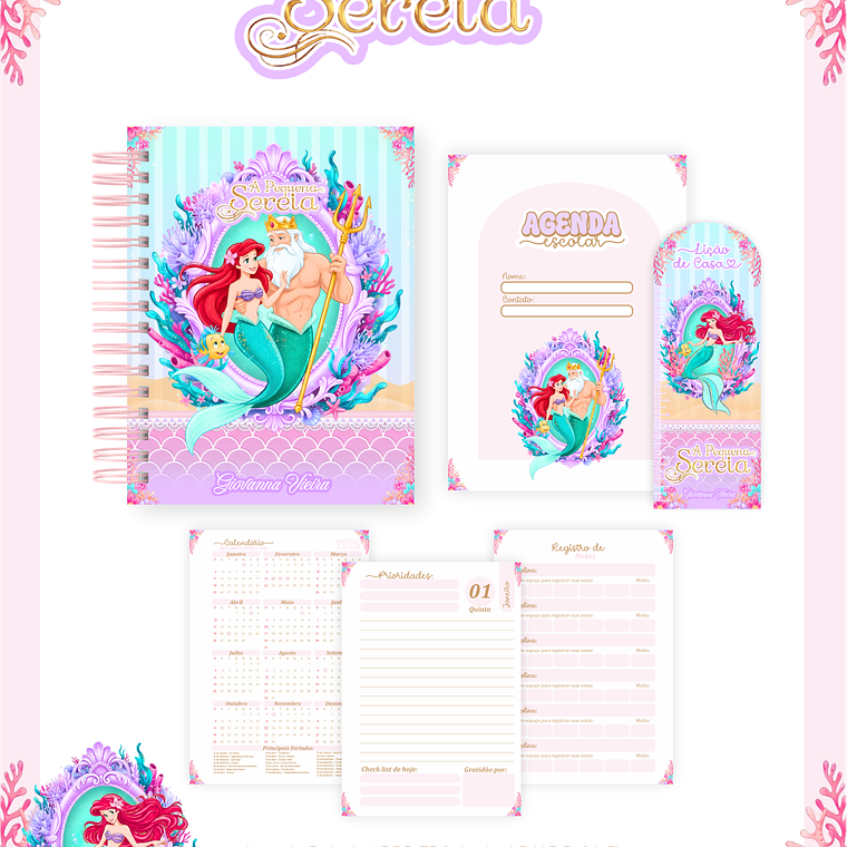 Arquivo Encadernação Escolar 2026 A Pequena Sereia 3
