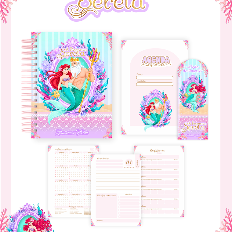 Arquivo Encadernação Escolar 2026 A Pequena Sereia 4