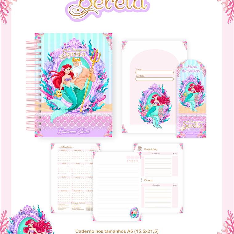 Arquivo Encadernação Escolar 2026 A Pequena Sereia 5