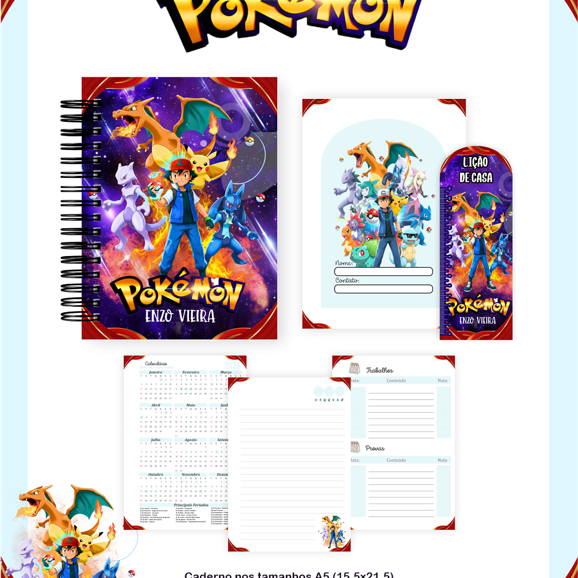 Arquivo Encadernação Escolar 2026 Pokémon 4