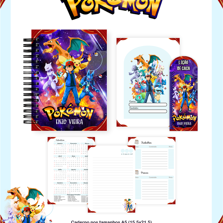 Arquivo Encadernação Escolar 2026 Pokémon 4