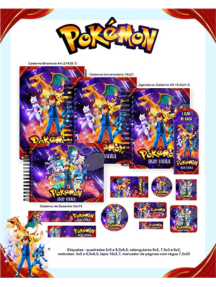 Arquivo Encadernação Escolar 2026 Pokémon