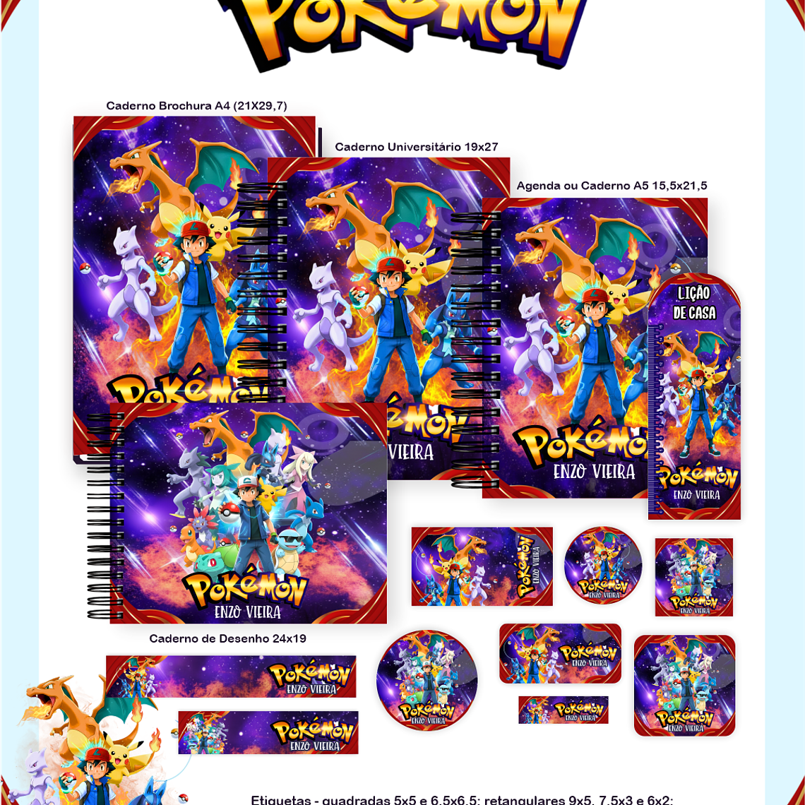 Arquivo Encadernação Escolar 2026 Pokémon 1