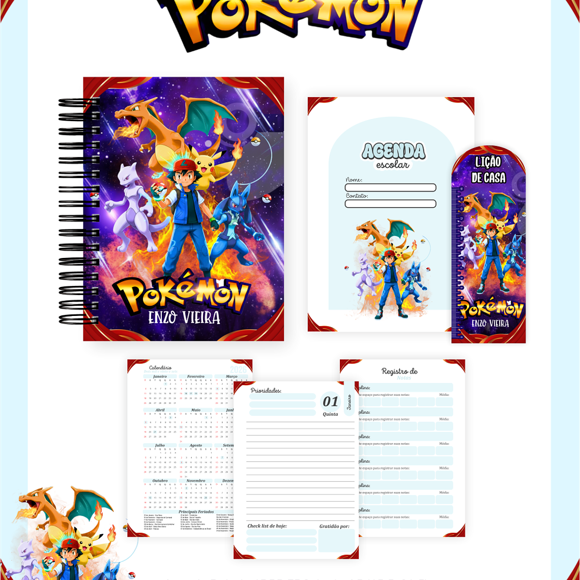 Arquivo Encadernação Escolar 2026 Pokémon 5