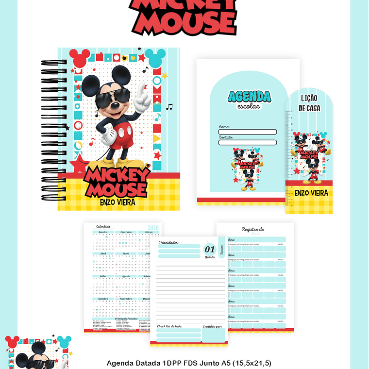 Arquivo Encadernação Escolar 2026 Mickey Mouse 3