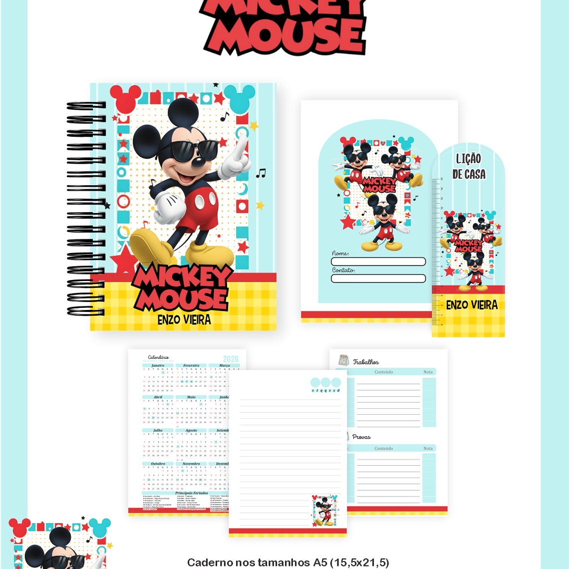 Arquivo Encadernação Escolar 2026 Mickey Mouse 4