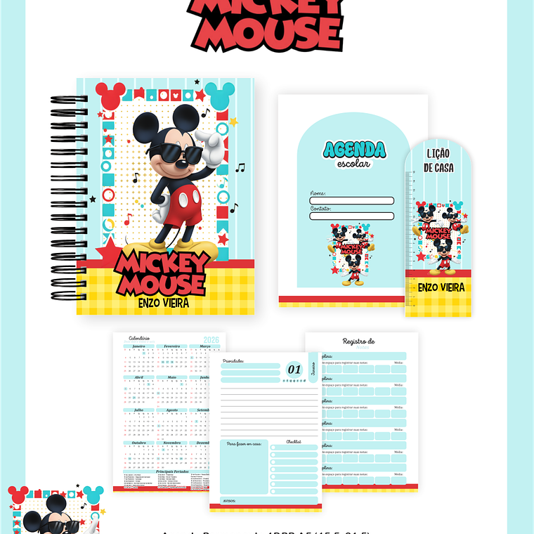 Arquivo Encadernação Escolar 2026 Mickey Mouse 5