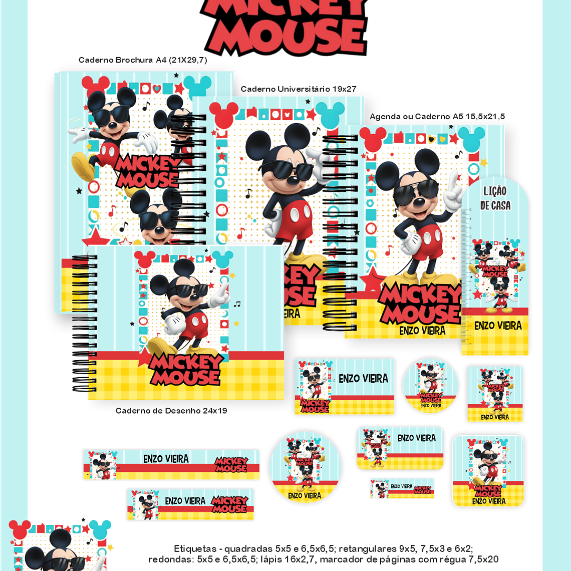 Arquivo Encadernação Escolar 2026 Mickey Mouse 1