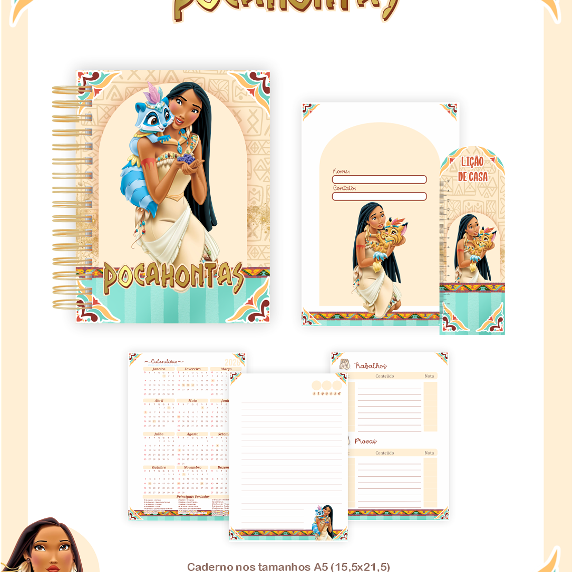 Arquivo Encadernação Escolar 2026 Pocahontas 3