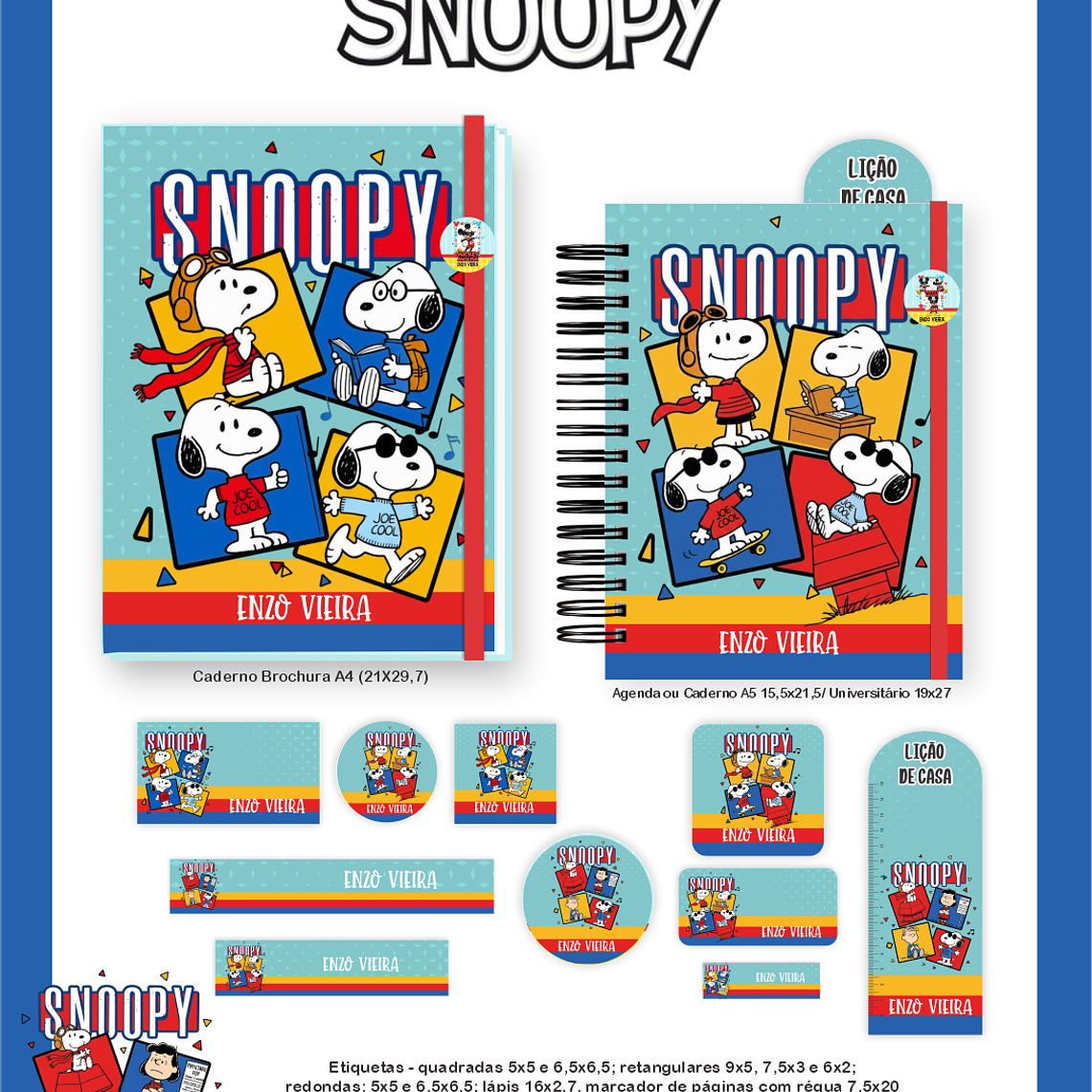 Arquivo Encadernação Escolar 2026 Snoopy 2