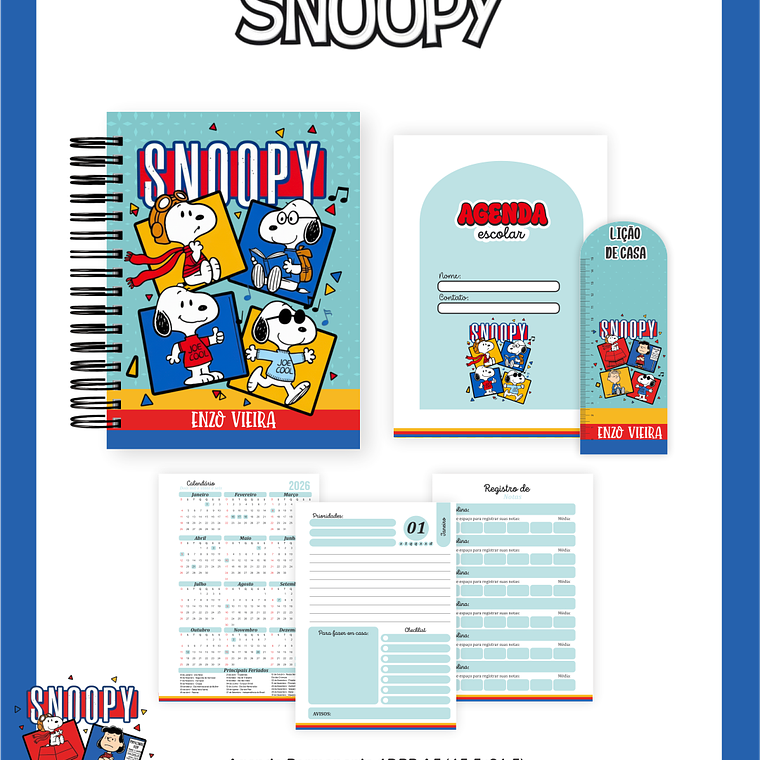 Arquivo Encadernação Escolar 2026 Snoopy 5