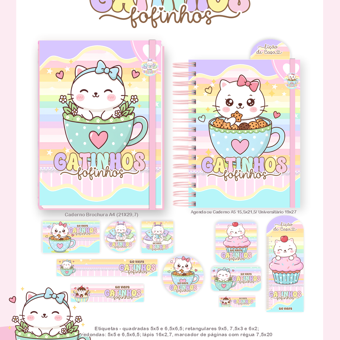 Arquivo Encadernação Escolar 2026 Gatinhos Fofinhos 2