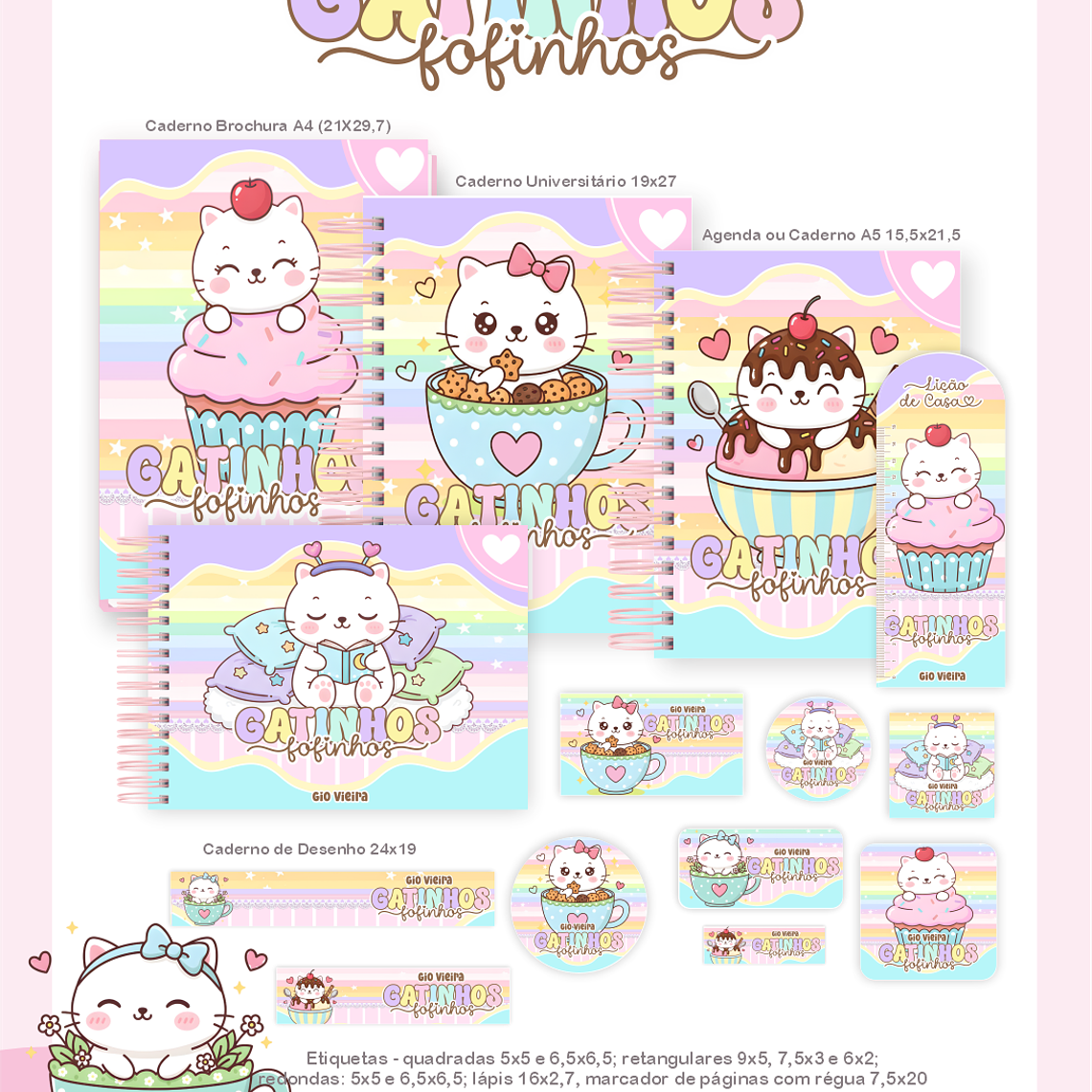 Arquivo Encadernação Escolar 2026 Gatinhos Fofinhos 1
