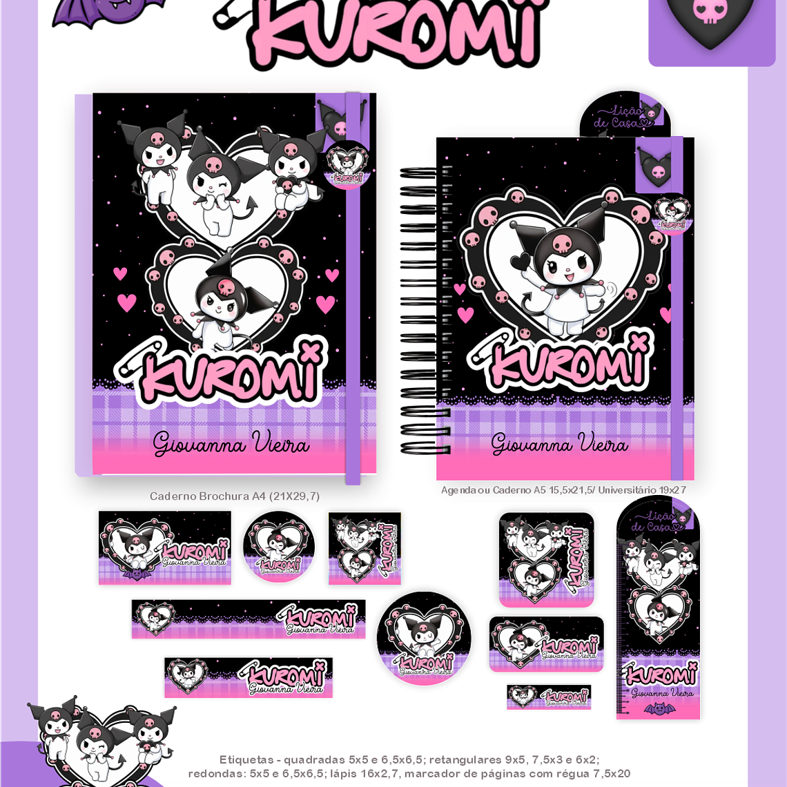 Arquivo Encadernação Escolar 2026 Kuromi 2