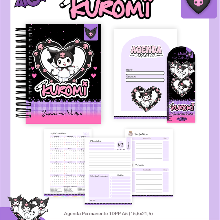 Arquivo Encadernação Escolar 2026 Kuromi 3