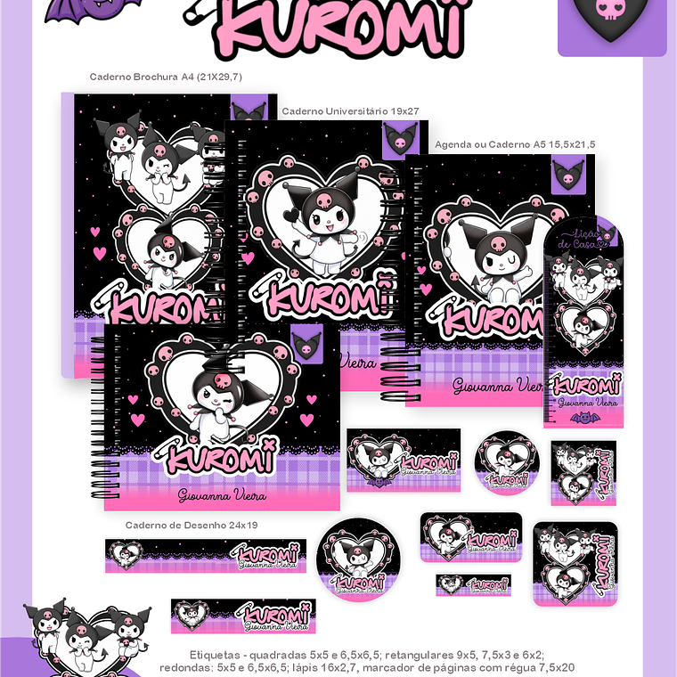 Arquivo Encadernação Escolar 2026 Kuromi 1