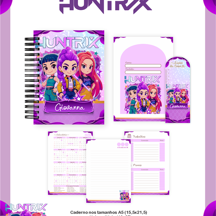 Arquivo Encadernação Escolar 2026 Huntrix 3