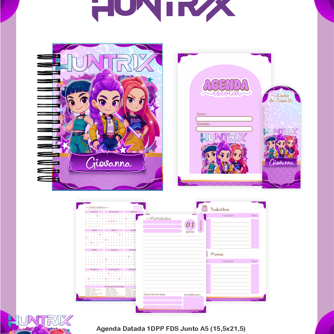 Arquivo Encadernação Escolar 2026 Huntrix 4