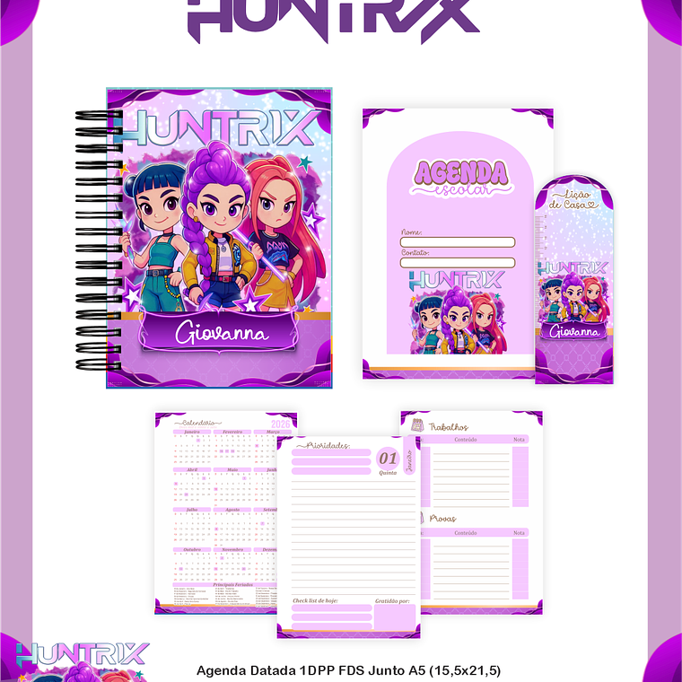 Arquivo Encadernação Escolar 2026 Huntrix 4