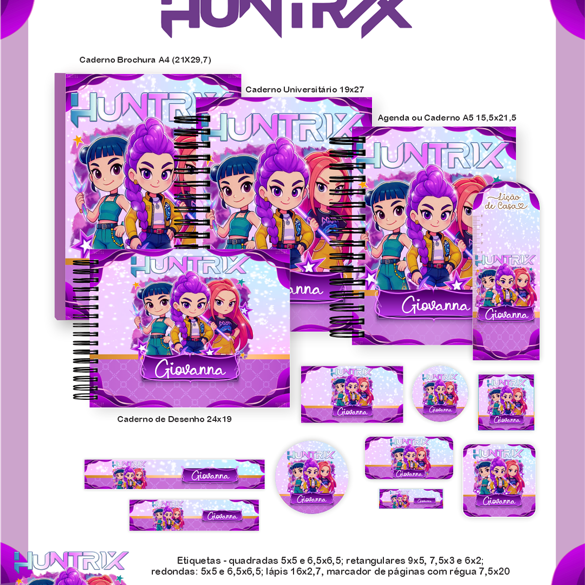 Arquivo Encadernação Escolar 2026 Huntrix 1