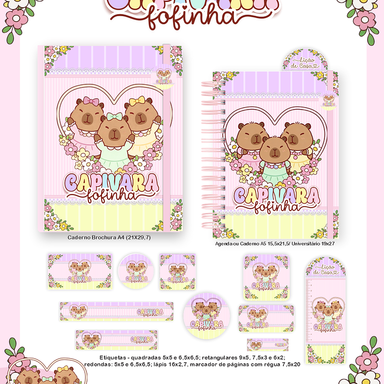 Arquivo Encadernação Escolar 2026 Capivaras Fofinhas 2