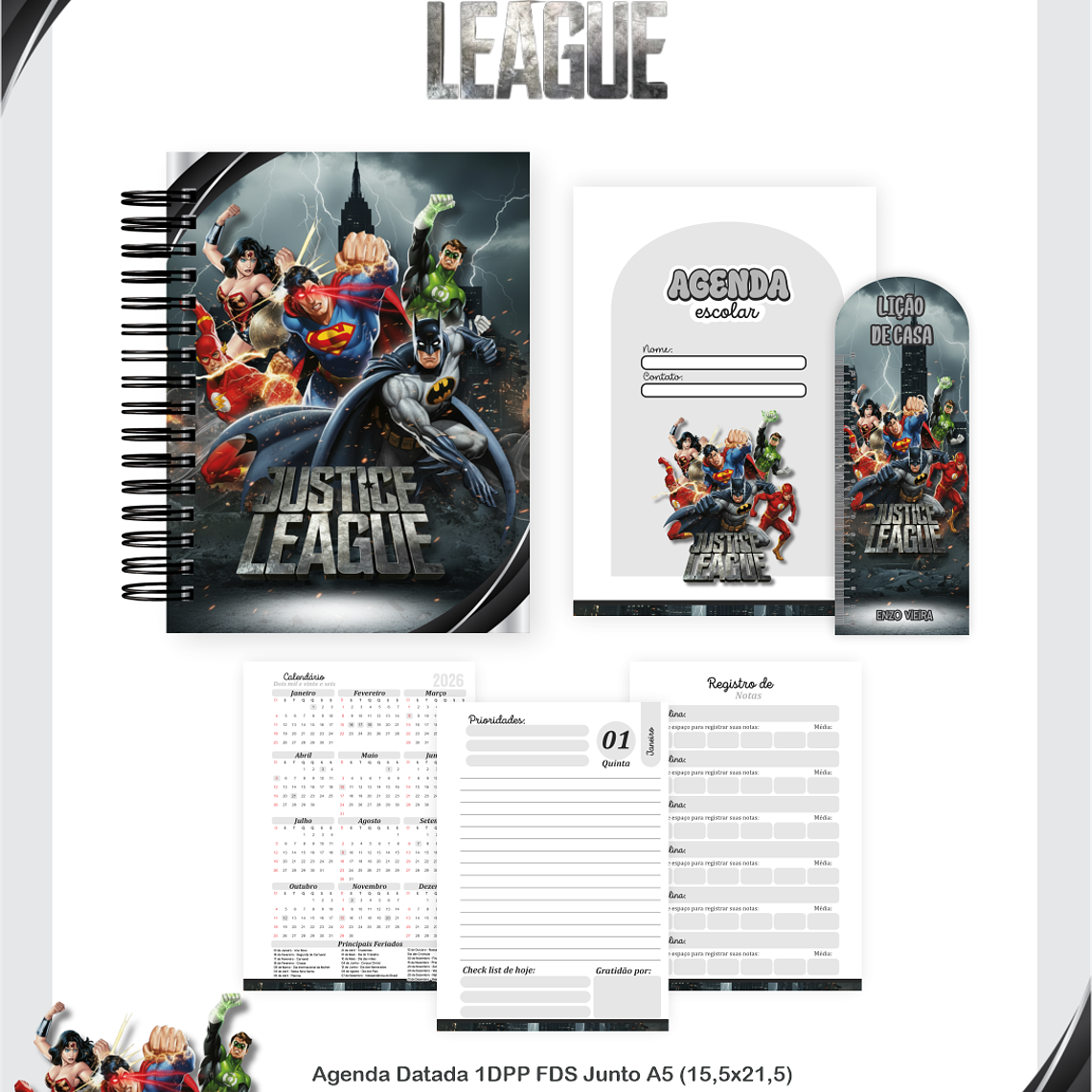 Arquivo Encadernação Escolar 2026 Liga da Justiça 4