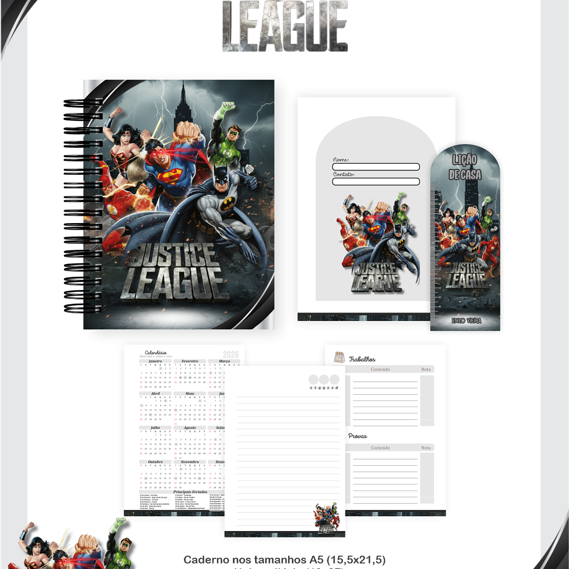 Arquivo Encadernação Escolar 2026 Liga da Justiça 5