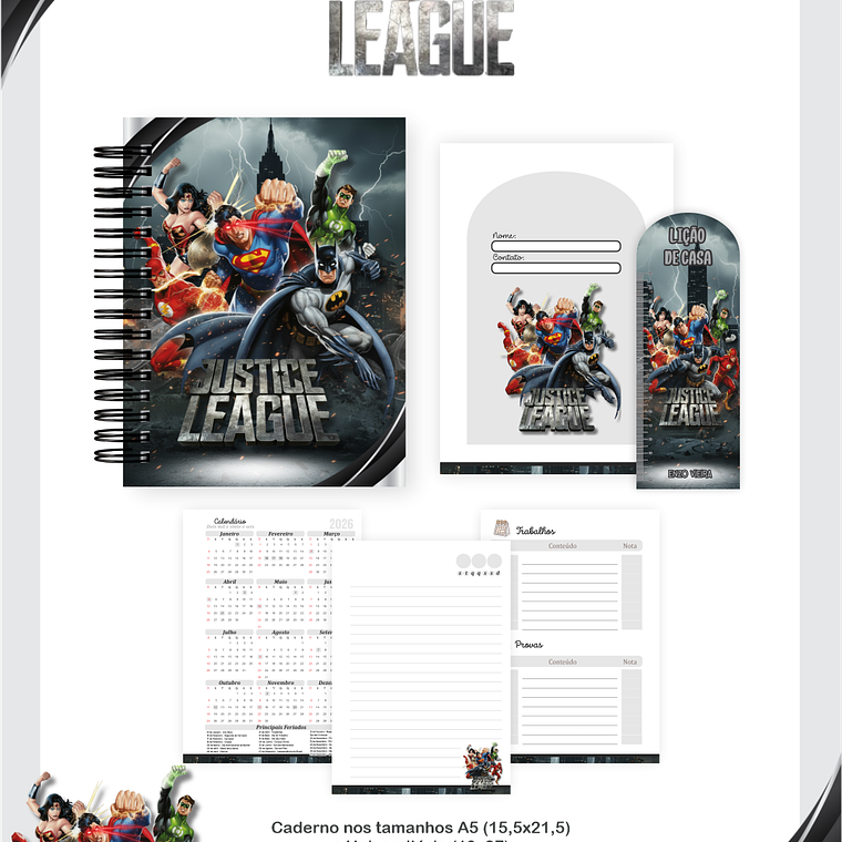Arquivo Encadernação Escolar 2026 Liga da Justiça 5