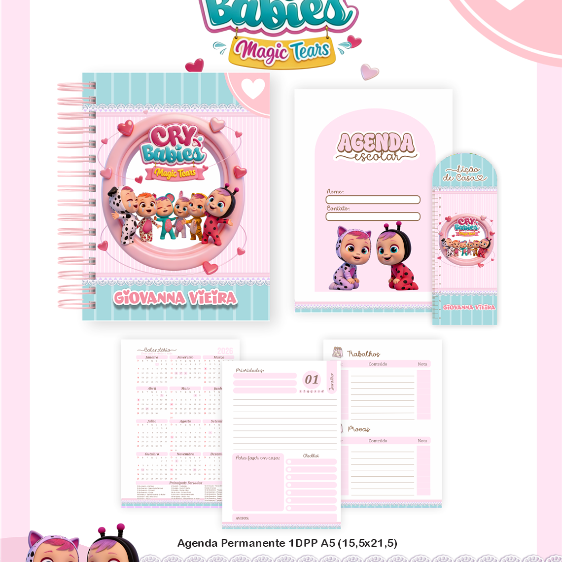 Arquivo Encadernação Escolar 2026 Cry Babies 4