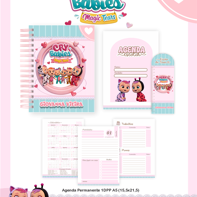Arquivo Encadernação Escolar 2026 Cry Babies 4