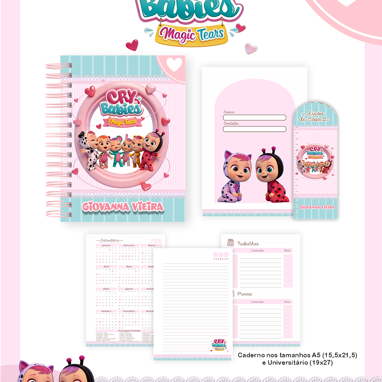 Arquivo Encadernação Escolar 2026 Cry Babies 5