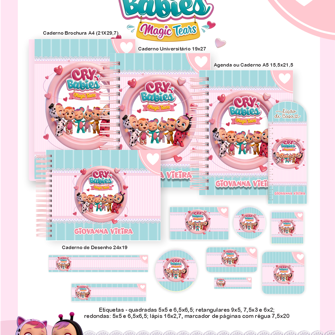 Arquivo Encadernação Escolar 2026 Cry Babies 1