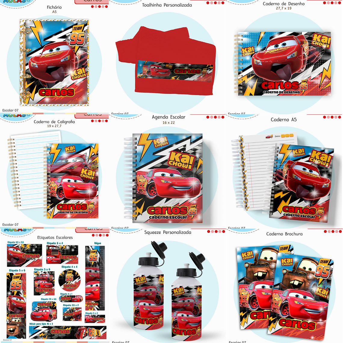 Arquivo Encadernação Kit Escolar - Carros 1