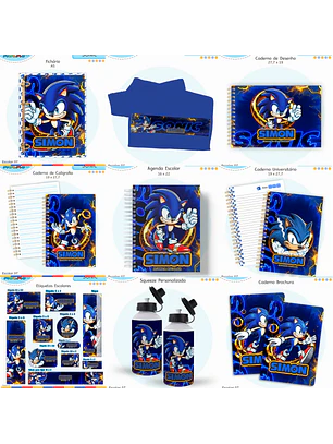 Arquivo Encadernação Kit Escolar - Sonic