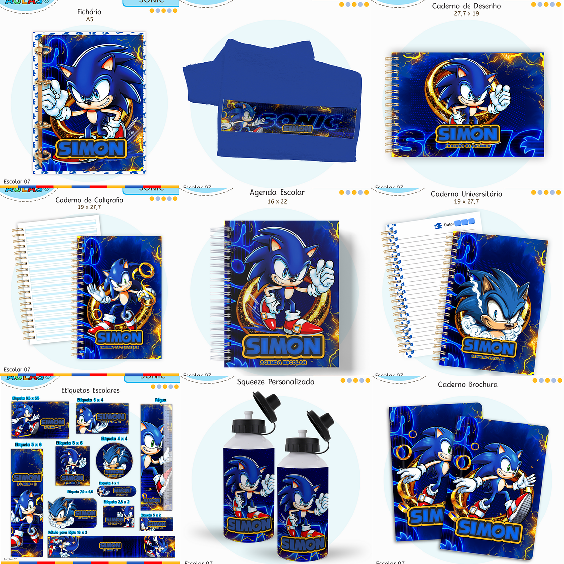 Arquivo Encadernação Kit Escolar - Sonic 1