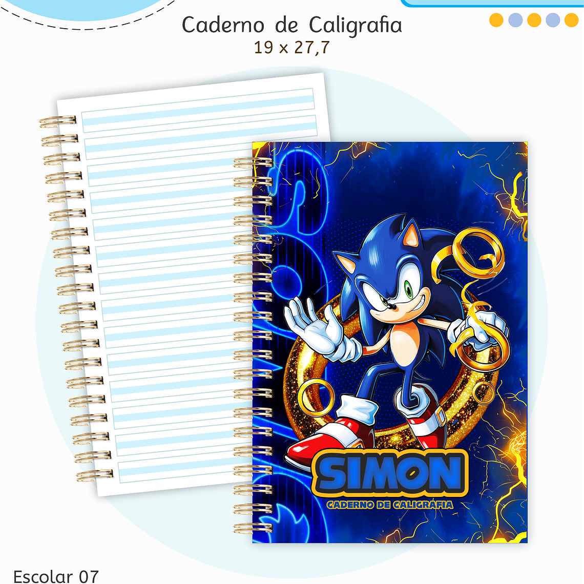 Arquivo Encadernação Kit Escolar - Sonic 2