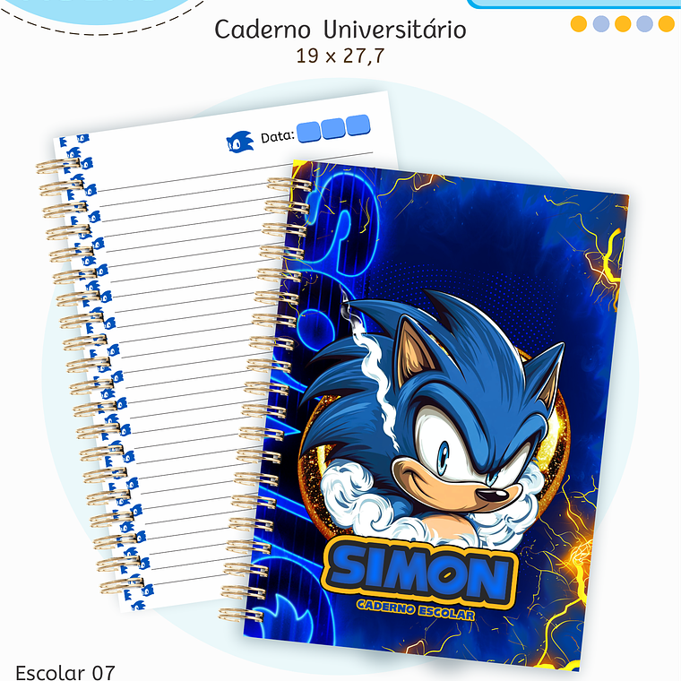 Arquivo Encadernação Kit Escolar - Sonic 3