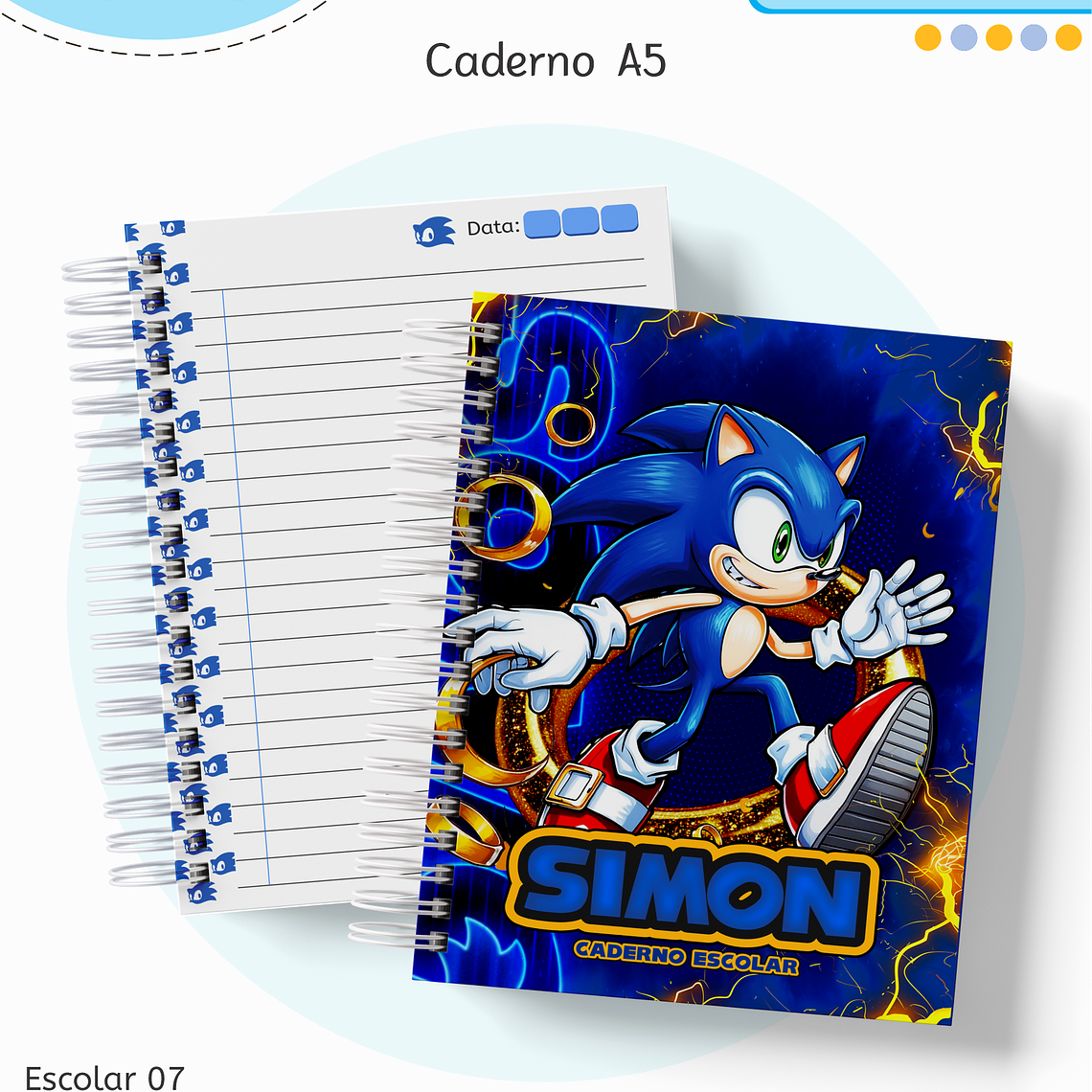 Arquivo Encadernação Kit Escolar - Sonic 7