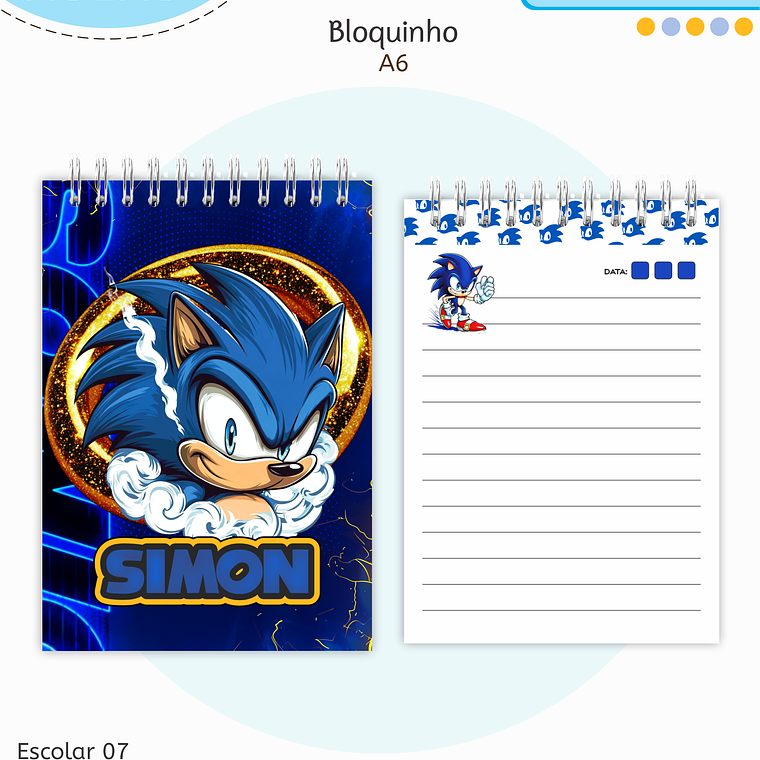 Arquivo Encadernação Kit Escolar - Sonic 8