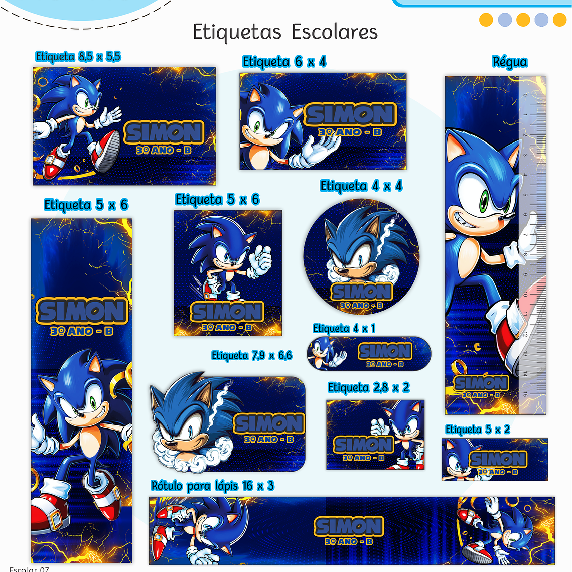 Arquivo Encadernação Kit Escolar - Sonic 11