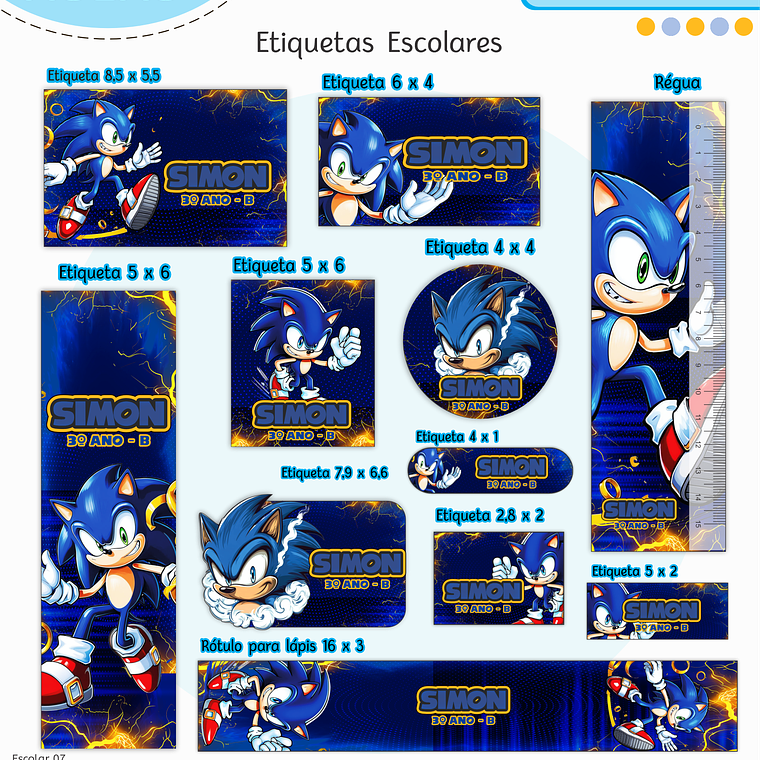 Arquivo Encadernação Kit Escolar - Sonic 11