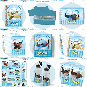 Arquivo Encadernação Kit Escolar - Aviões