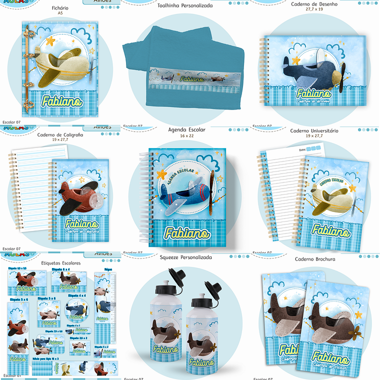 Arquivo Encadernação Kit Escolar - Aviões 1