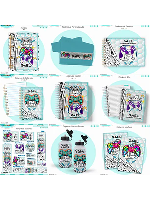 Arquivo Encadernação Kit Escolar - Gamer