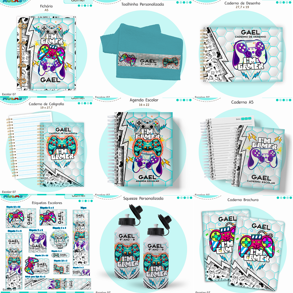 Arquivo Encadernação Kit Escolar - Gamer 1