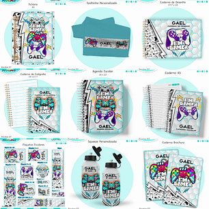 Arquivo Encadernação Kit Escolar - Gamer